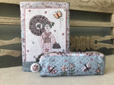 Kimono Lady Journal and Pencil Case - pattern