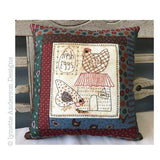 Hens Live Here Pillow - pattern with worm button